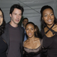 (L-R) Carrie-Anne Moss, Keanu Reeves, Jada Pinkett Smith and Nona Gaye at the launch party for the worldwide DVD release of The Matrix Reloaded in 2003.